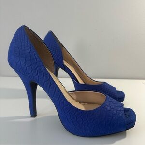 Jessica Simpson Blue Peep Toe Pumps 4.5" Size 10 M